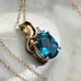 Vintage Blue Topaz Necklace Solid 10K Gold Pendant & 10K Chain