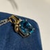 Vintage Blue Topaz Necklace Solid 10K Gold Pendant & 10K Chain