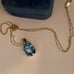 Vintage Blue Topaz Necklace Solid 10K Gold Pendant & 10K Chain