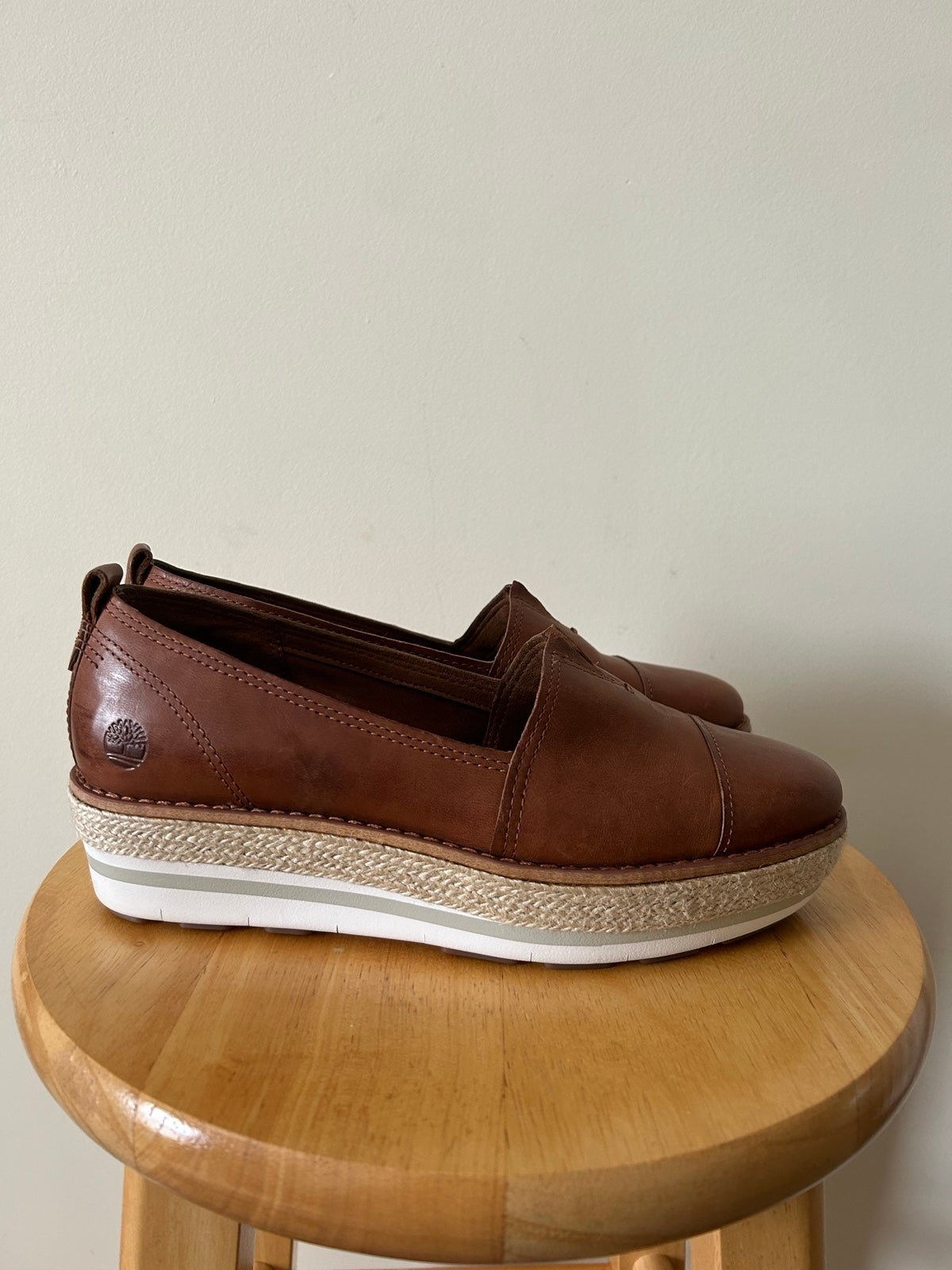 Timberland Womens Comfort Leather Slip On Platform Shoes sz 8.5