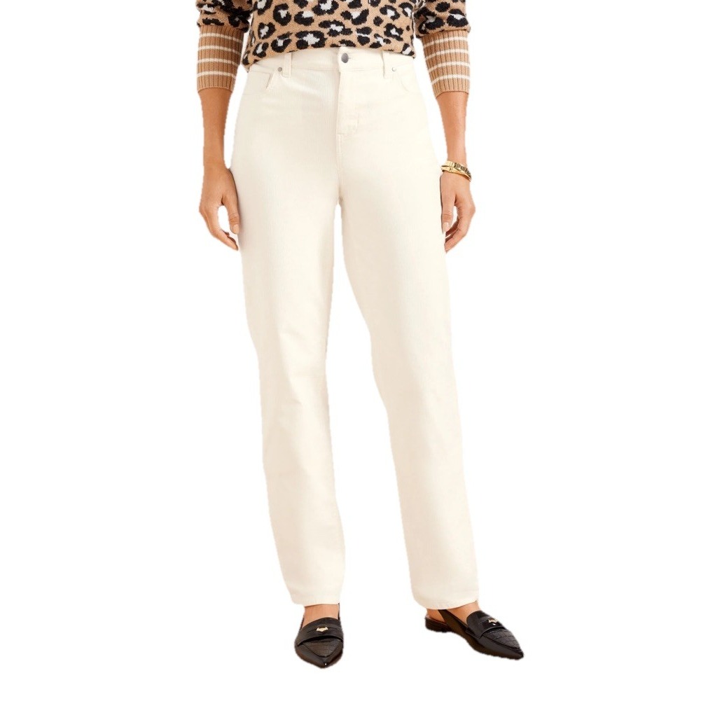 Talbots Simply Flattering 5-Pocket Corduroy Pants Size 14 W Cream/ White