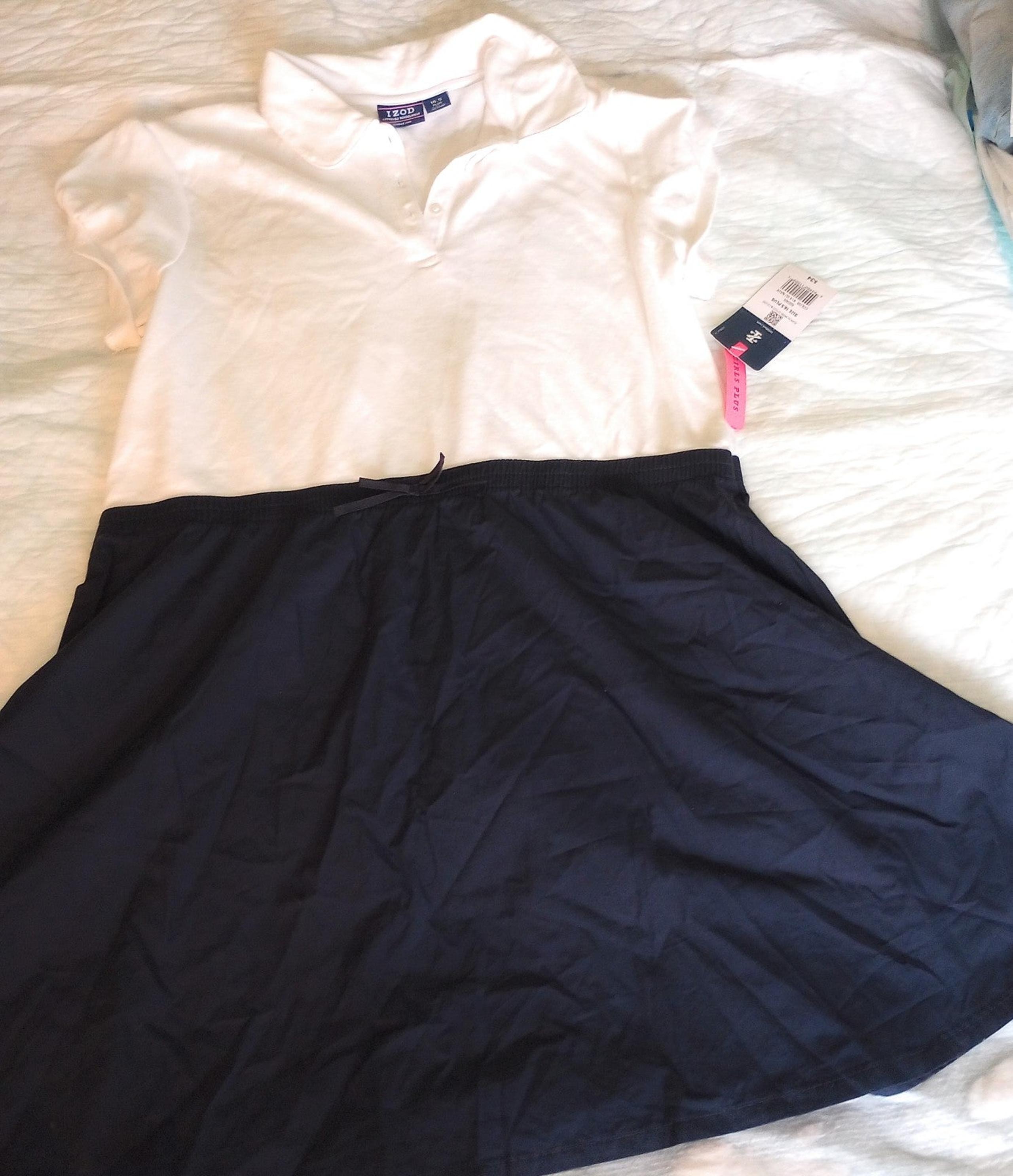 IZOD Approved School Wear Girls Blue/White Dress Size 16.5 Plus NWT