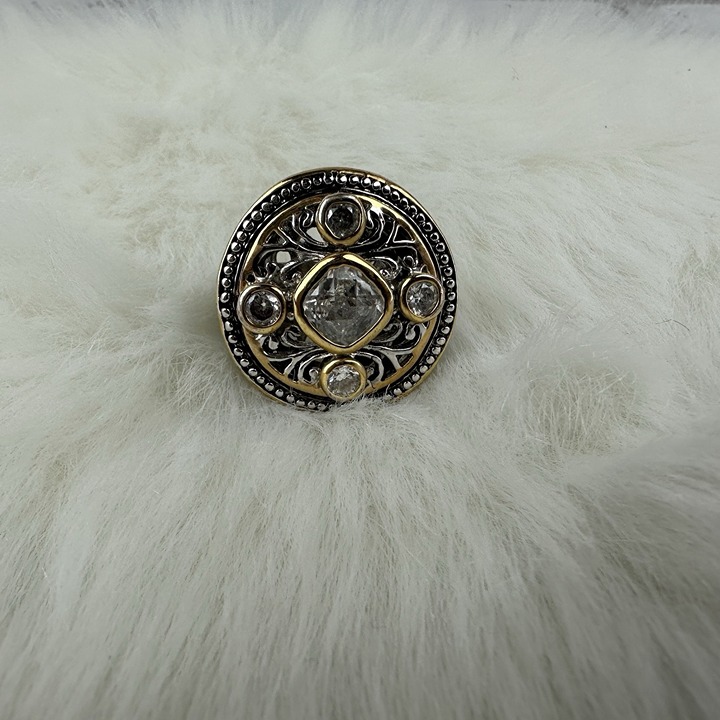 Park Lane Gold And Silver Round Ring Size 8 Large CZ