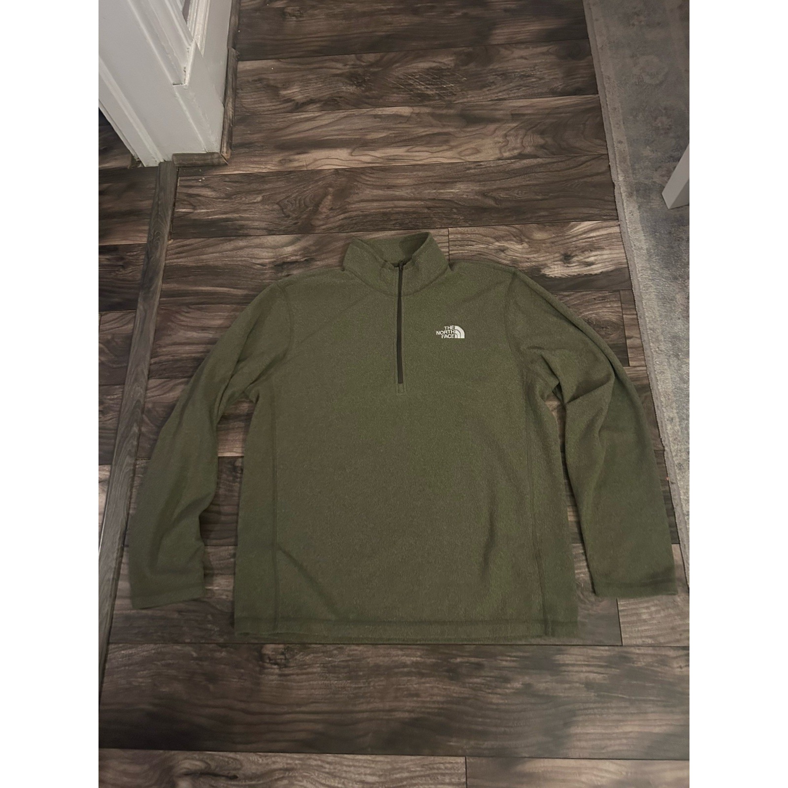 The North Face Jacket Mens Large Green Fleece 1/4 Quarter Zip Pullover 438