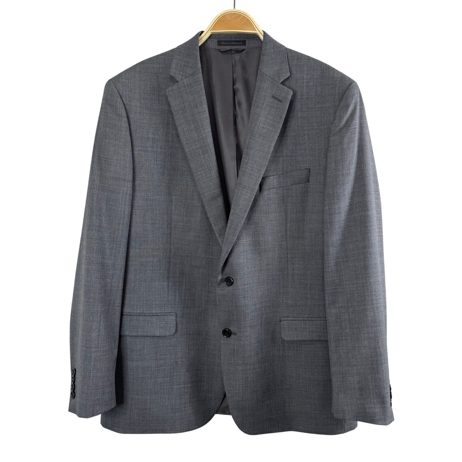 Lauren Ralph Lauren Wool Two Button Blazer Jacket Men 44L Grey Natural Stretch