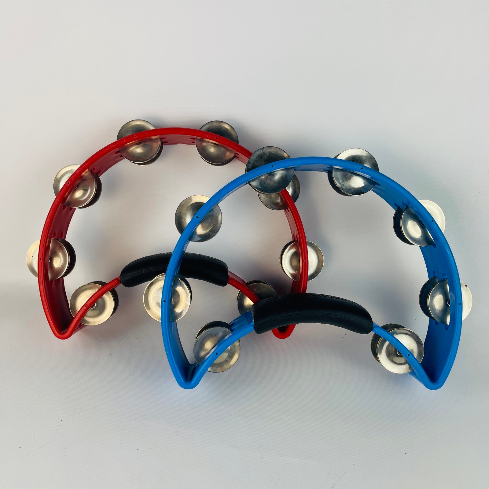 RhythmTech Red and Blue Tambourines Nickel Jingles