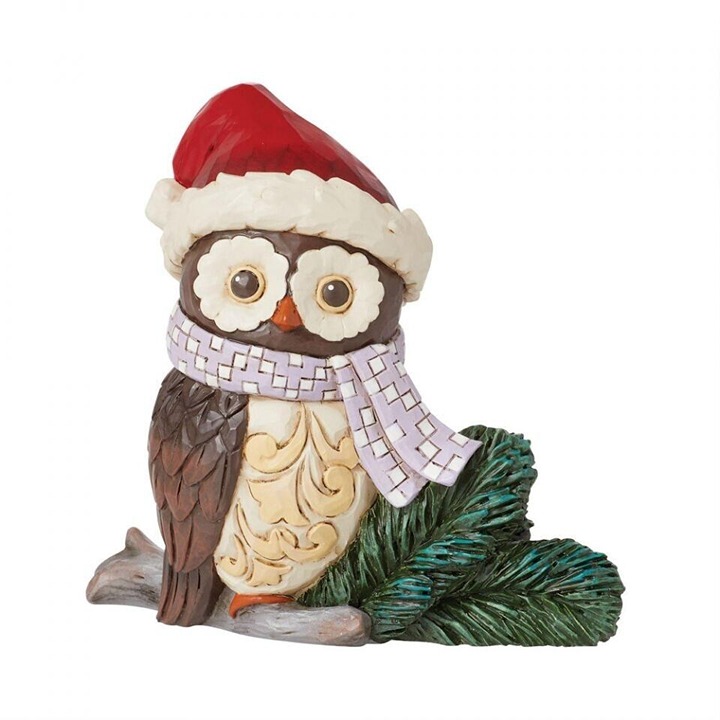 Jim Shore Mini Owl With Santa Hal Figurine 6015461 NEW Owl Wearing Santa Hat