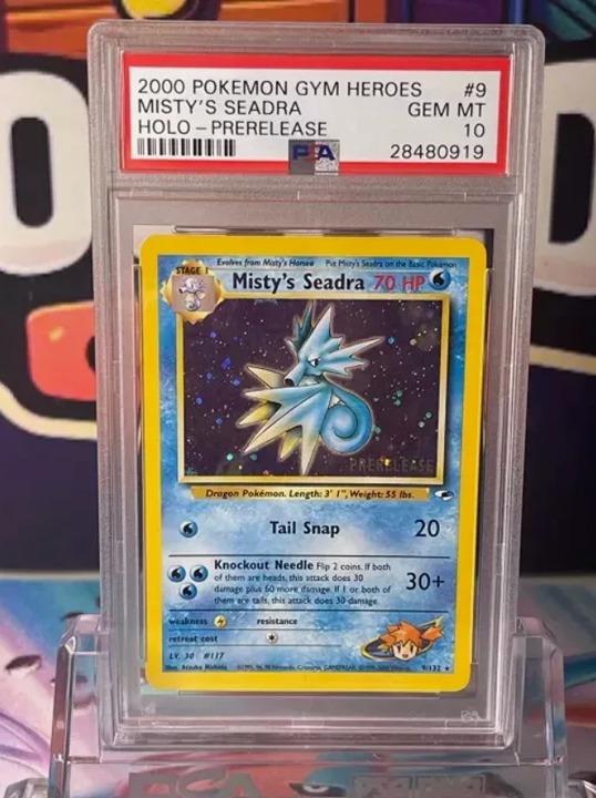 PSA 10 Pokemon Misty's Seadra Holo 9/132 Prerelease - 2000 Gym Heroes LOW POP