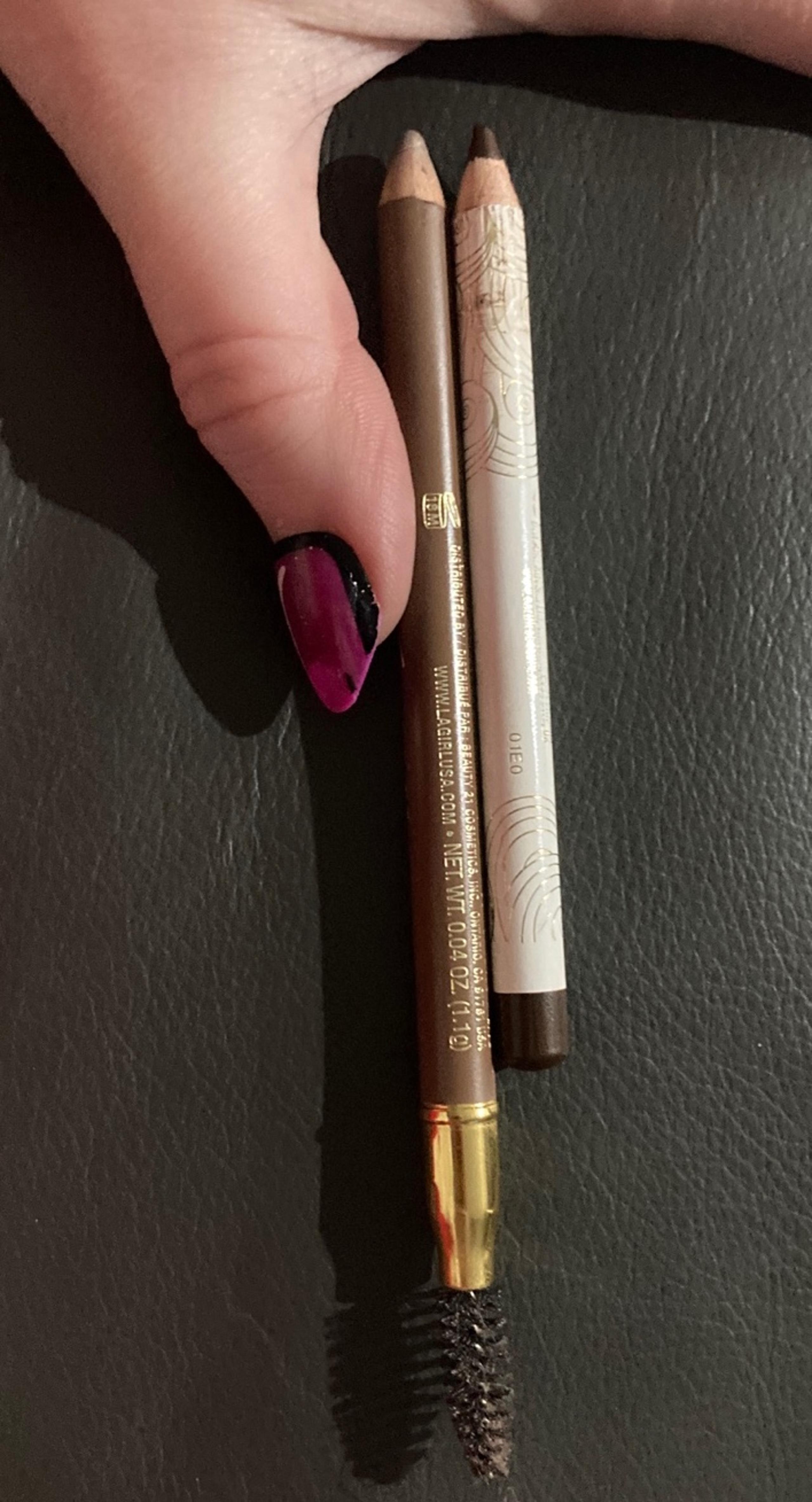 Pacifica dark brown Eyeliner and L.A. Girl “dark blonde” eye brow pencil