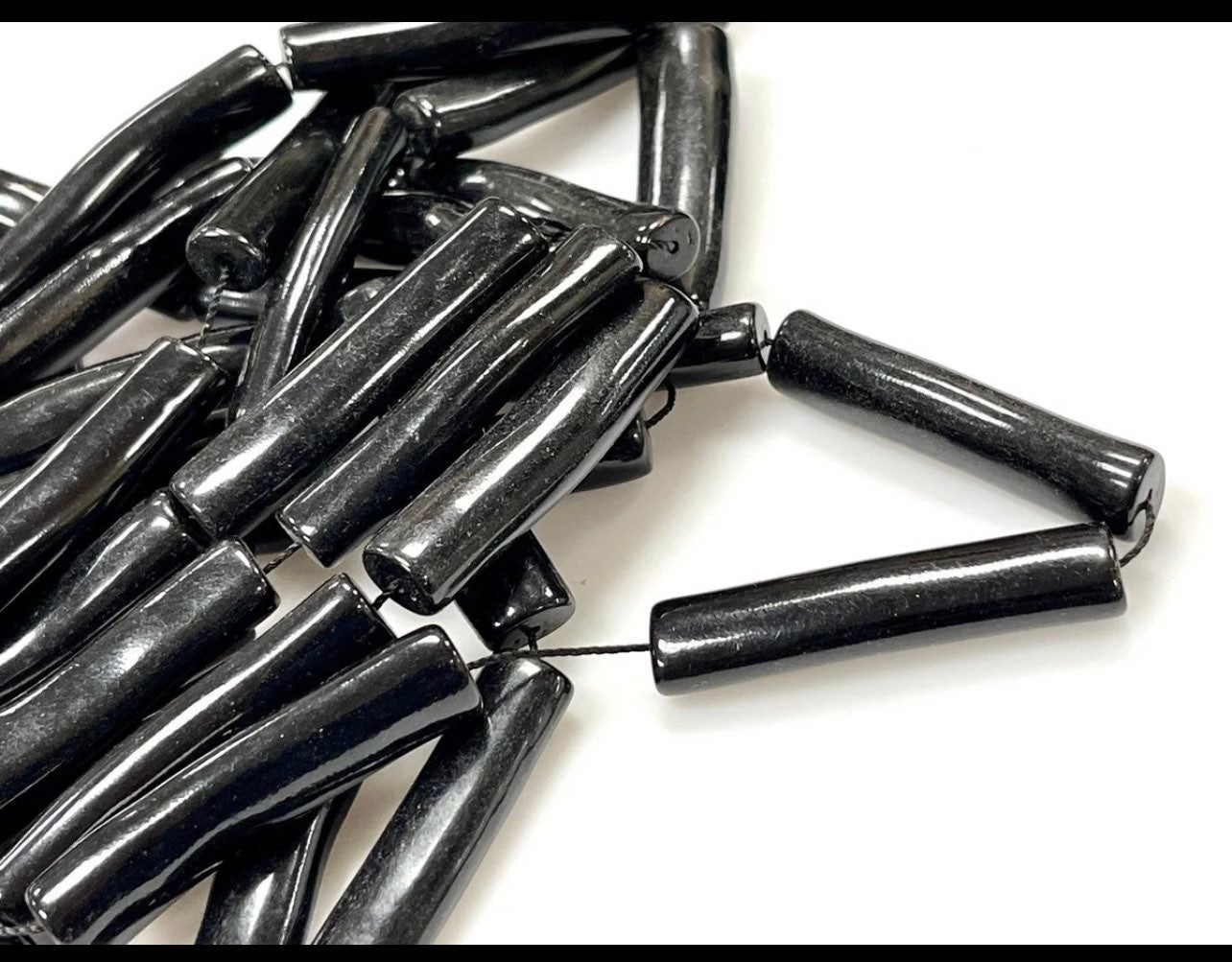 45x10mm large Black Coral Gemstone Beads