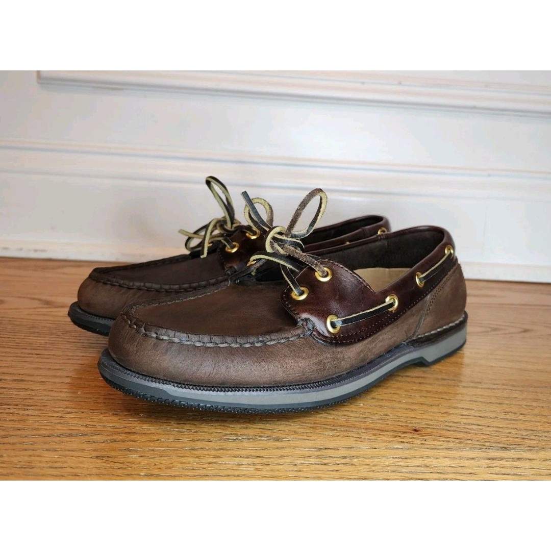 Rockport Men's Perth Brown Leather Slip On Casual Boat Shoes Size 8 M5109