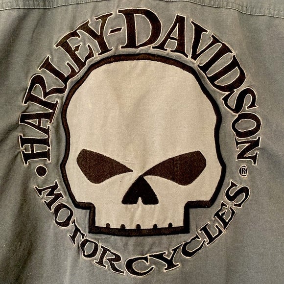 Harley-Davidson Sleeveless Shirt Jacket Vest Logo Embroidered Patches Moto sz L