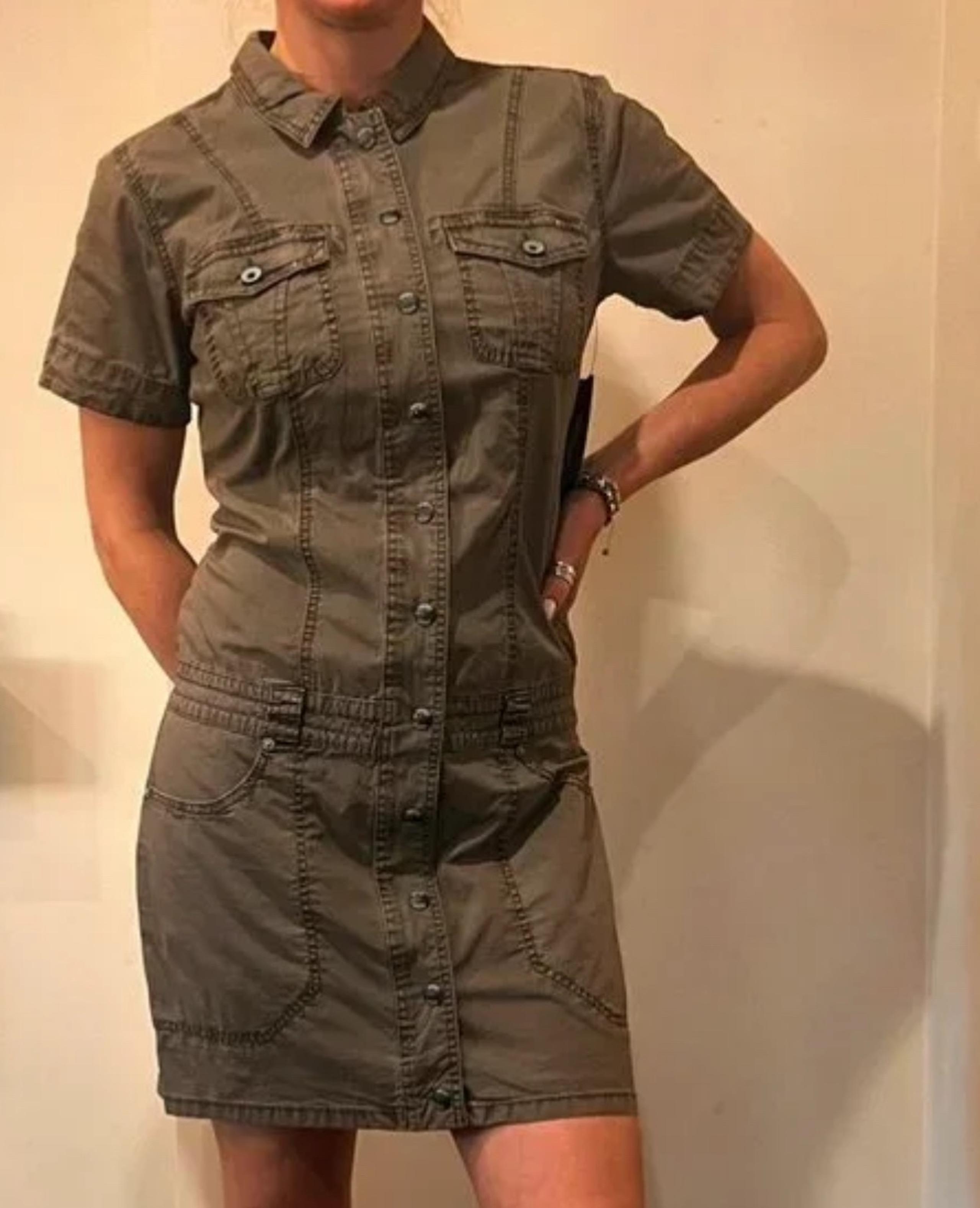 Guess Jeans Utility Hunter Green Micro Mini Dress Drop Waist Size 0
