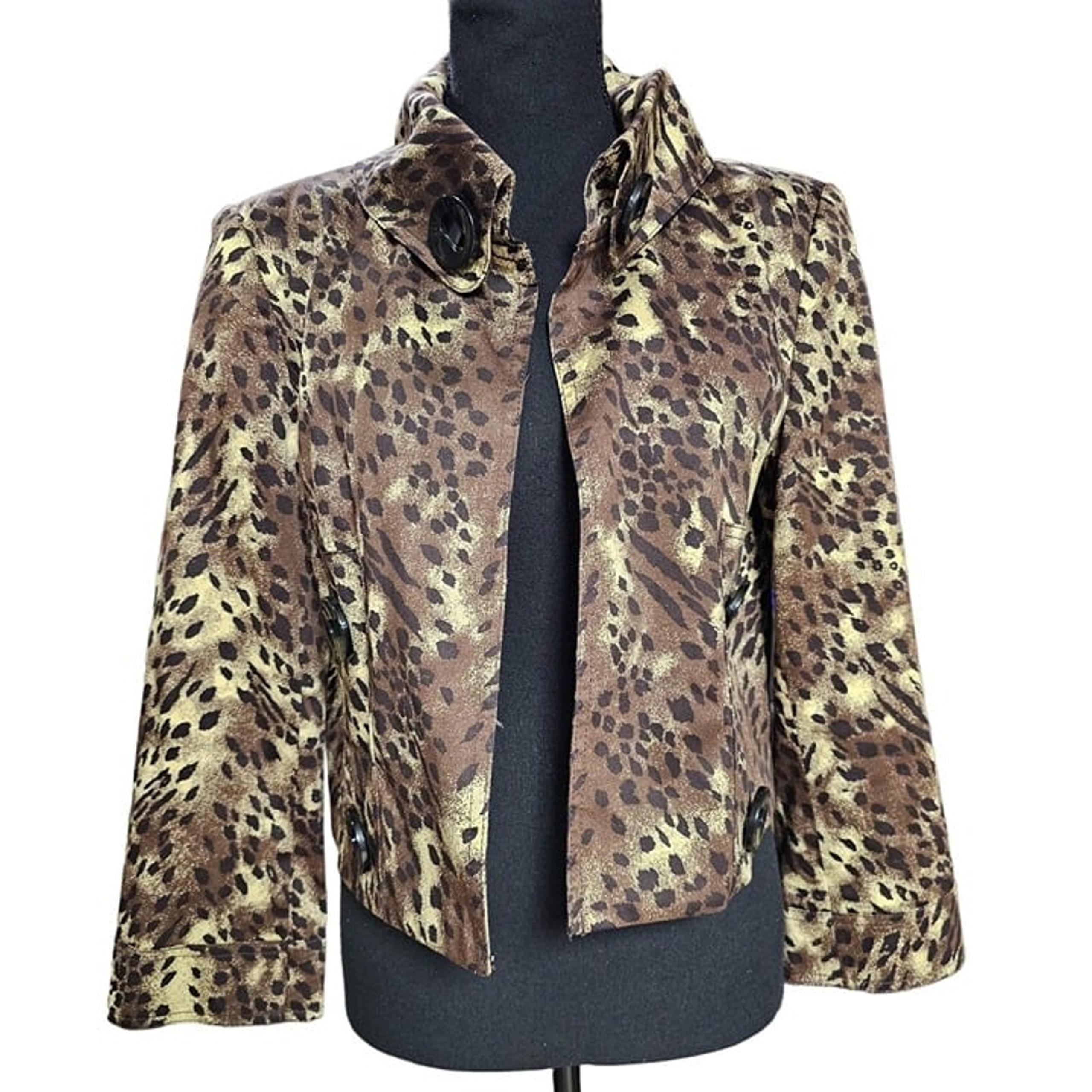 Leopard Print, Cropped Stylish Jacket, Size 10 - Grace Elements