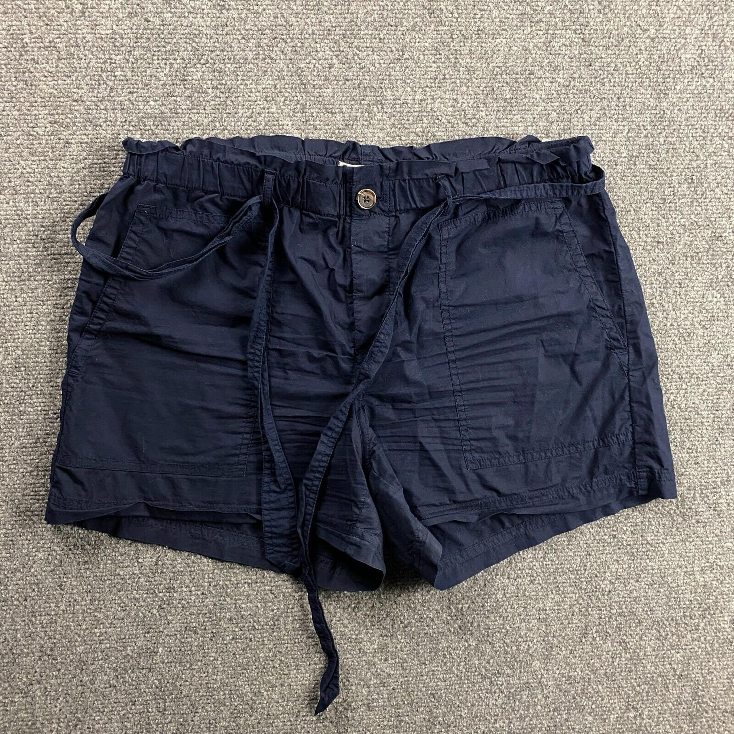 Lou & Grey Shorts Women's Small Navy Blue Casual Chino Drawstring 100% Cotton