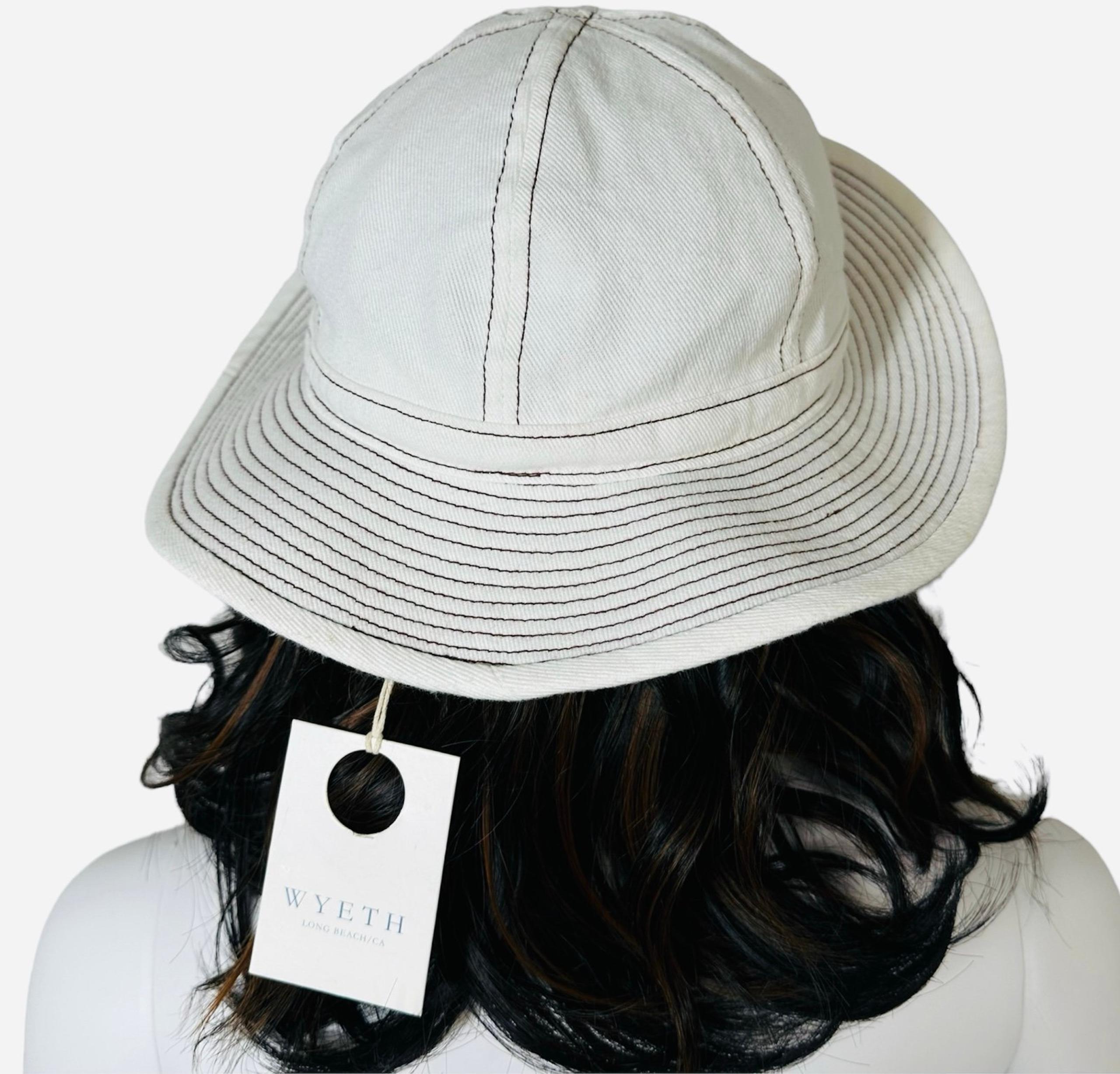 NWT WYETH Denim Saylor Off-White Womens Bucket Hat One Size Summer Casual