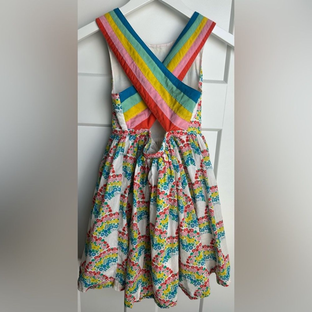 Mini Boden size 9-10 years Rainbow Cross Back Sundress Summer Colorful Fun