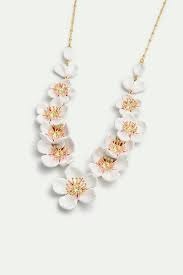 Les Nereides White cherry blossom statement necklace