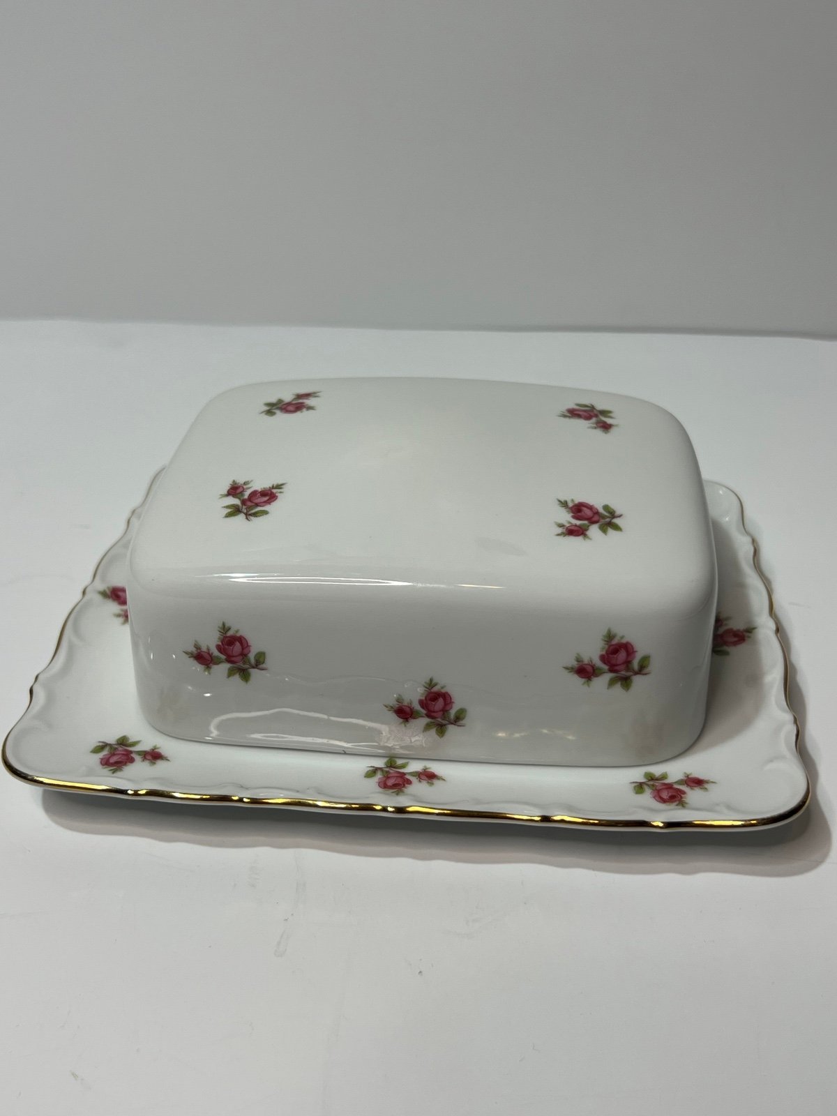 Seltmann Weiden Bavaria Theresia Rose Gold Trim Covered Butter Cheese Dish HTF