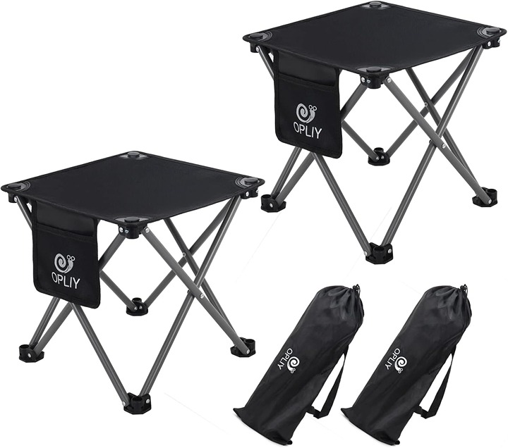 Camping Stool 2 Pack 13.5 Inch Portable Black