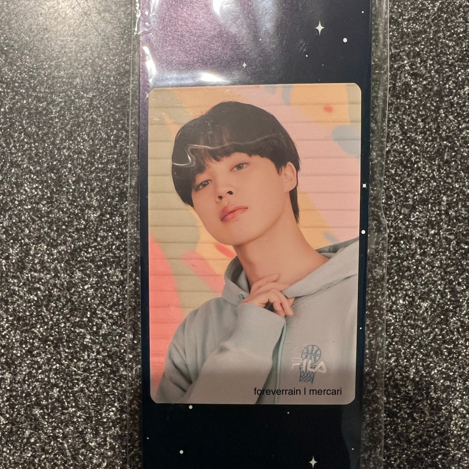 Official BTS x Fila Dynamite Jimin Photocard and Keychain