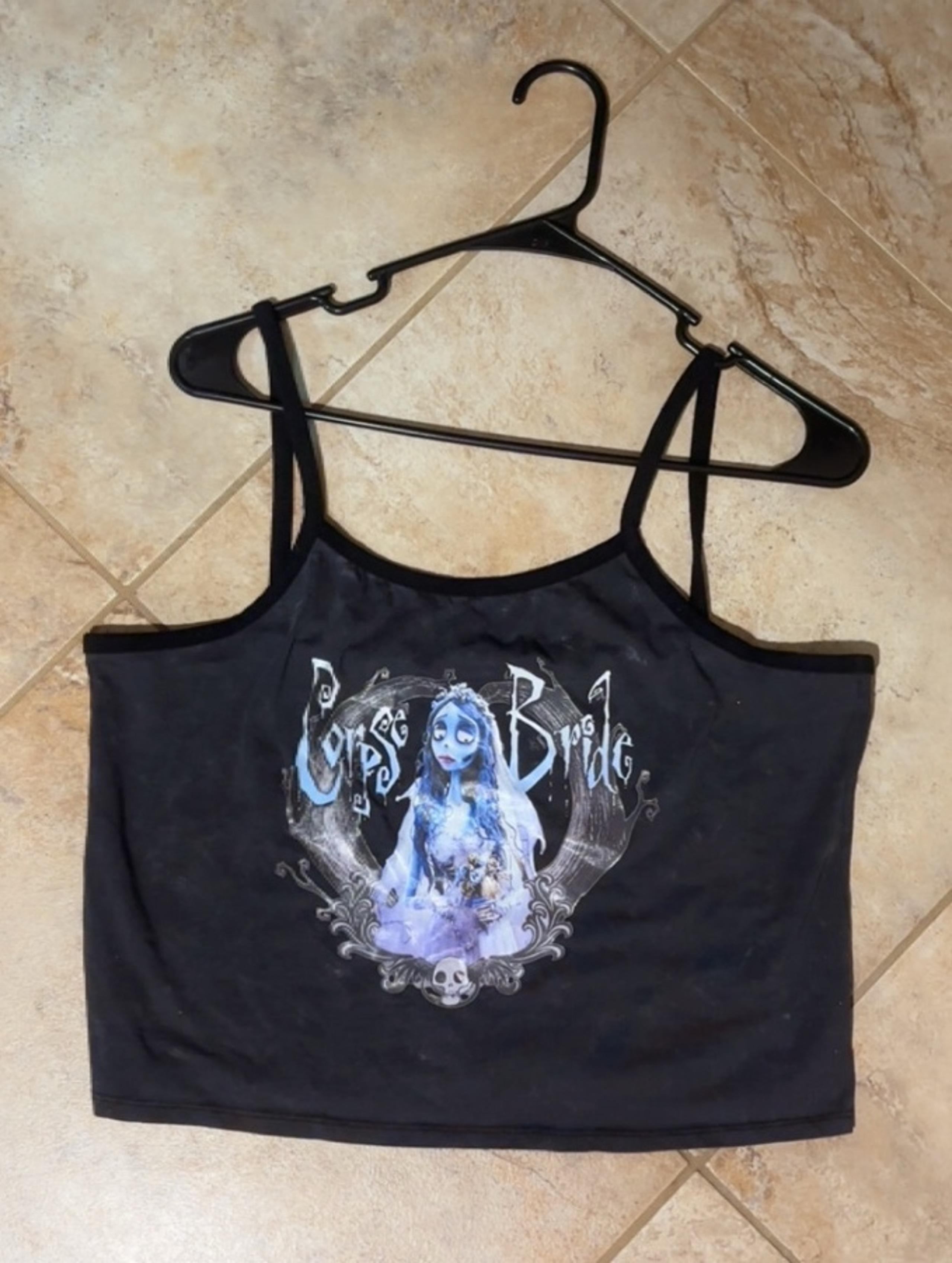 Corpse Bride Emily Crop Cami Tank Women’s L Tim Burton Halloween GUC