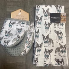 Frenchie French Bulldog Kitchen Towels and mitt set