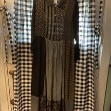 Citron Of Santa Monica Art to wear Maxi Long Sleeve Patchwork Dress Small