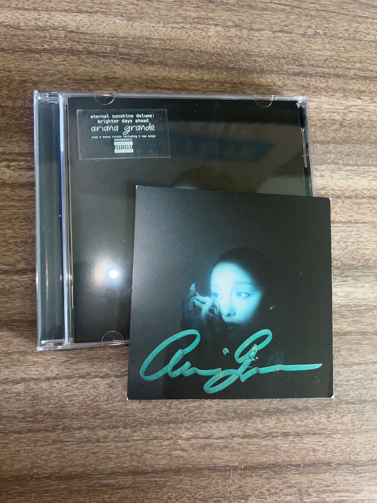 Ariana Grande Eternal Sunshine Deluxe Signed CD - Teal Full Signature