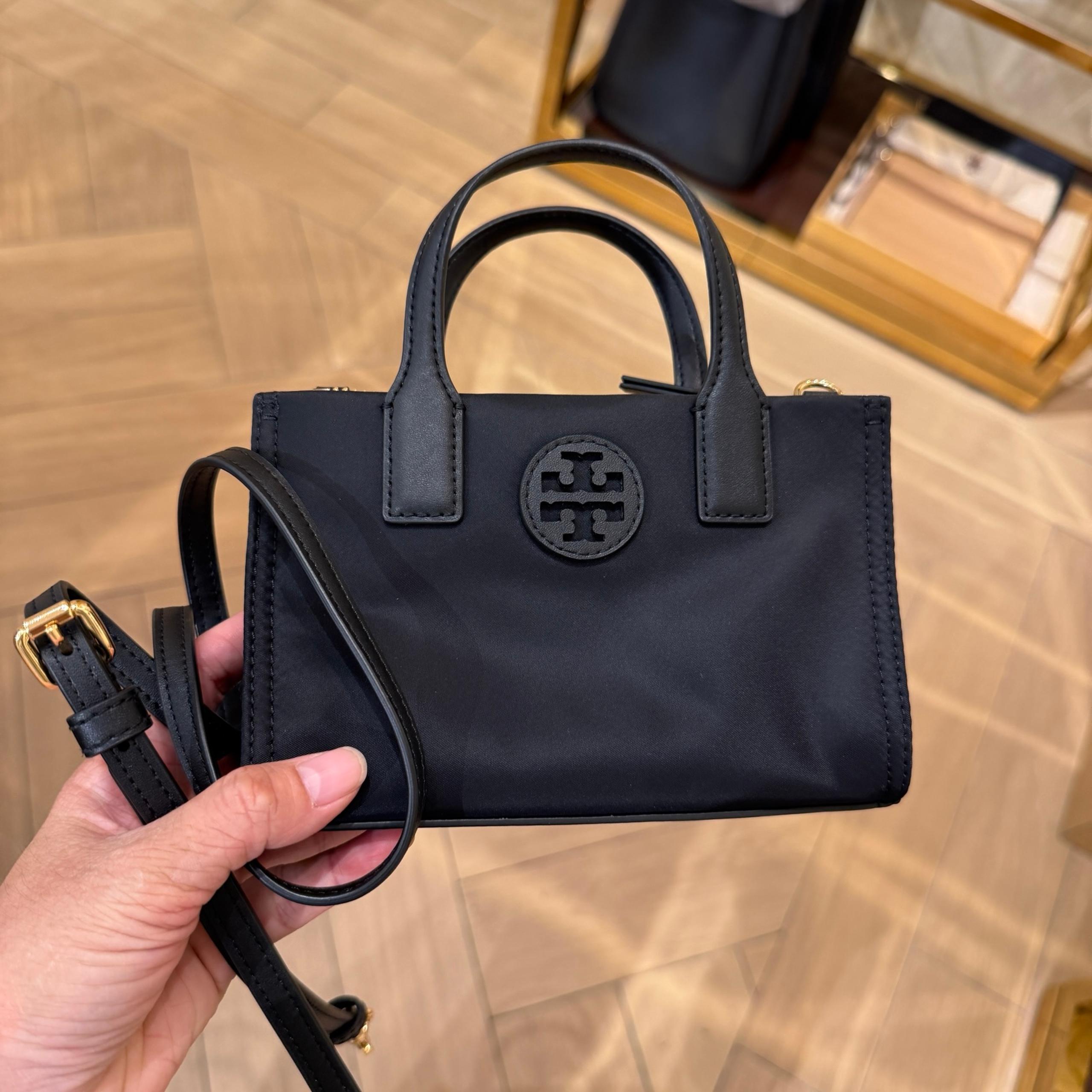 Tory Burch Ella Nylon Mini Tote Crossbody Bag 146437 In Black