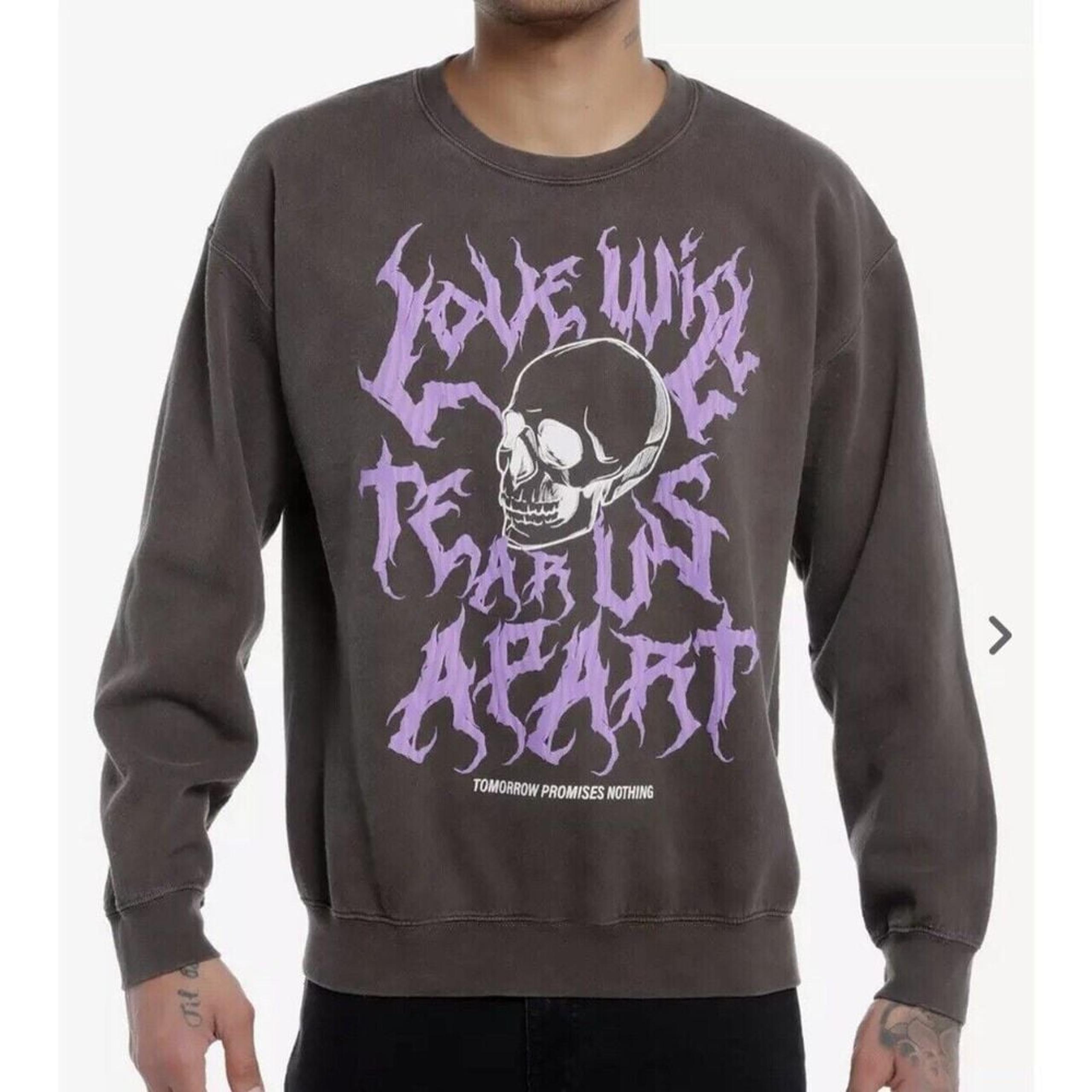 Social Collision Love Will Tear Us Apart Skull Pigment Wash Sweatshirt 3XL New