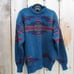 Vintage Eddie Bauer Blue Aztec Southwestern Wool Sweater Men's Size XL Tall
