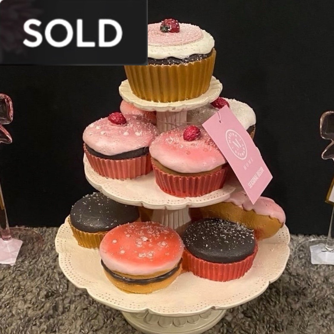 SOLD Martha Stewart Valentine’s Day Cupcake Cake Tiered Tray Table Decor.