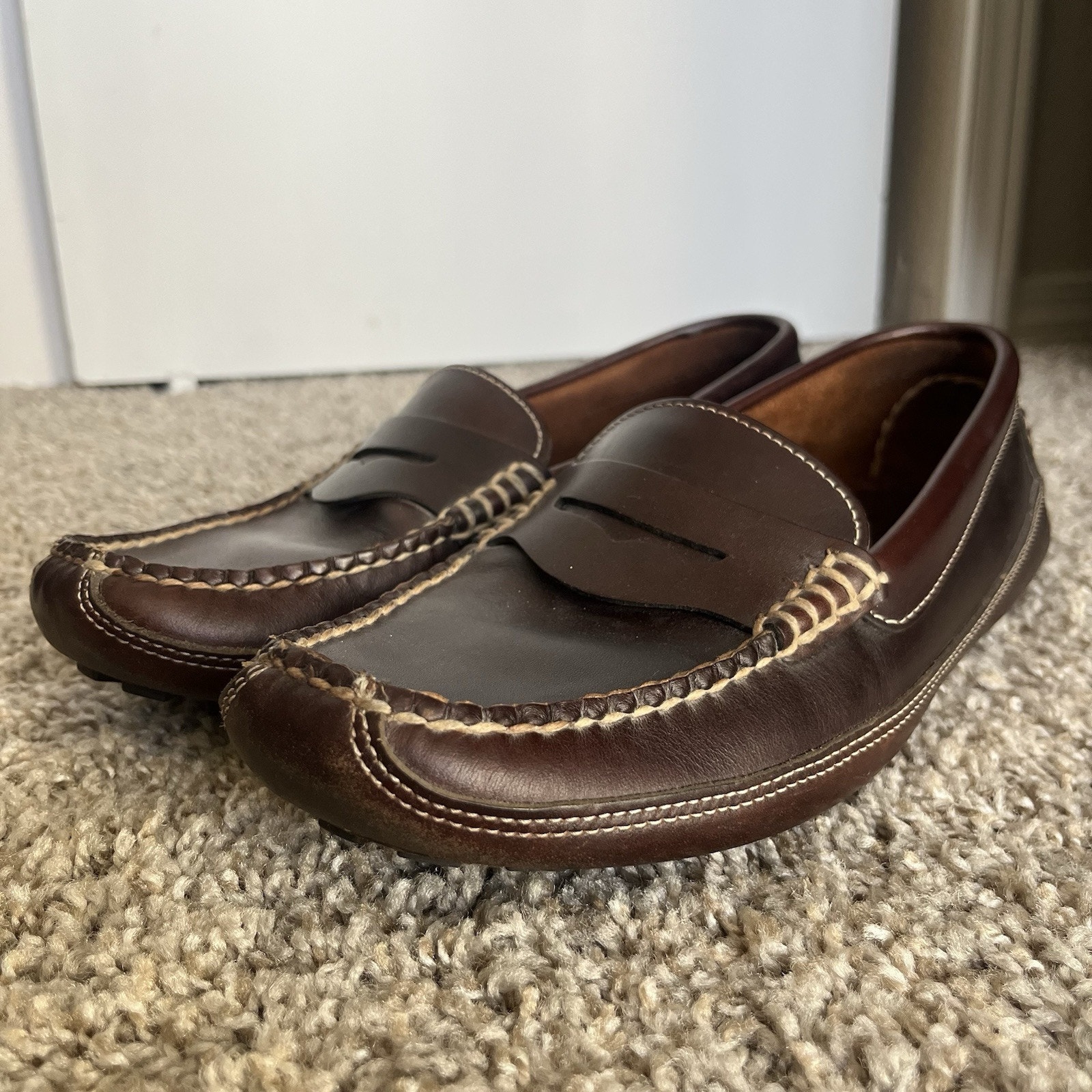 L.L. Bean Driving Moc Loafers Men's Size 10 Brown Leather Slip On Casual