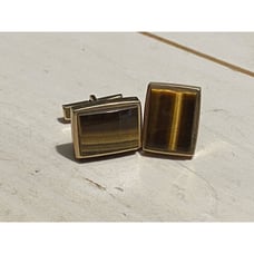 Vintage Jaguar Gold Filled Tigers Eye Cufflinks