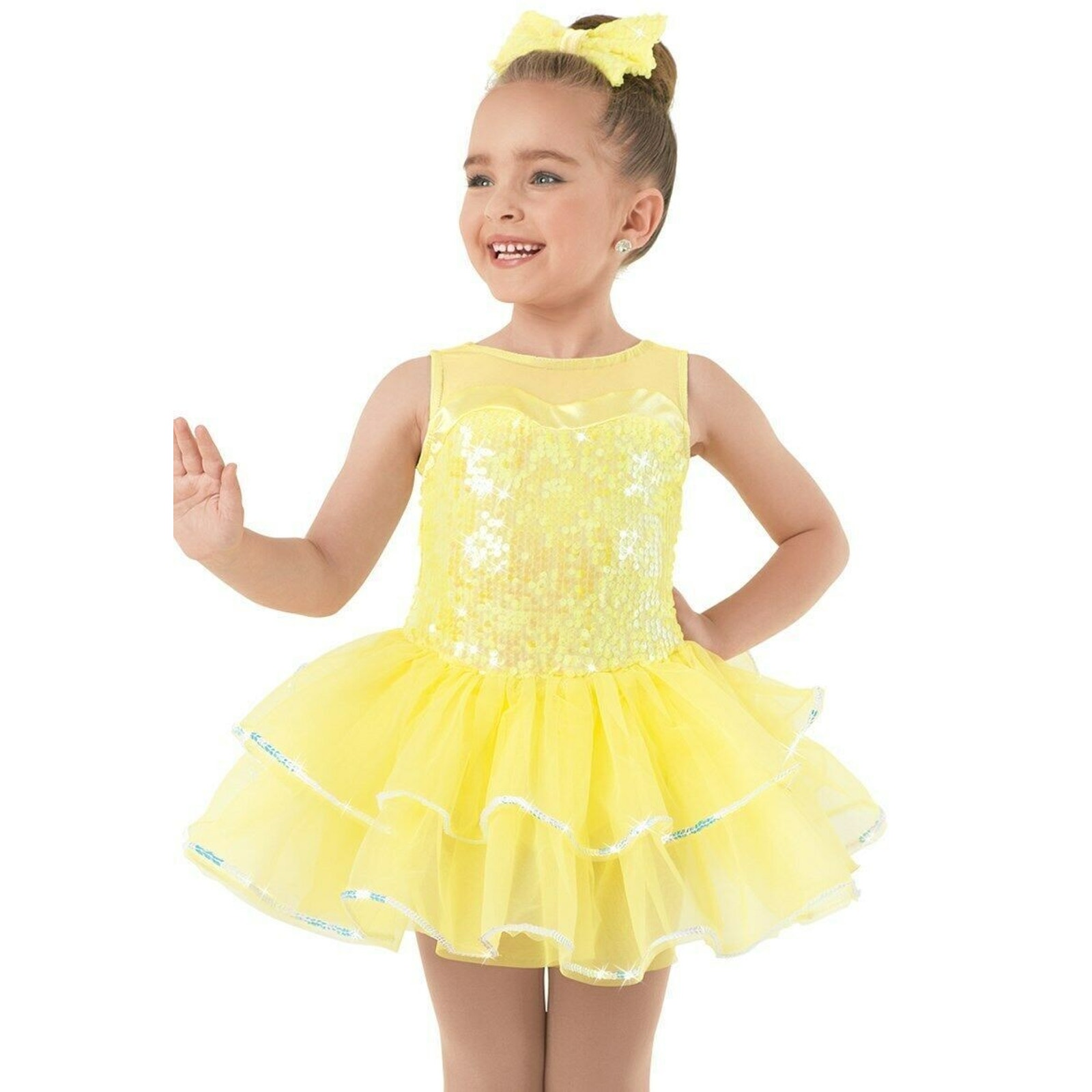 Dance Costume XS Child Yellow Weissman 9686 Jazz Sequin Tutu