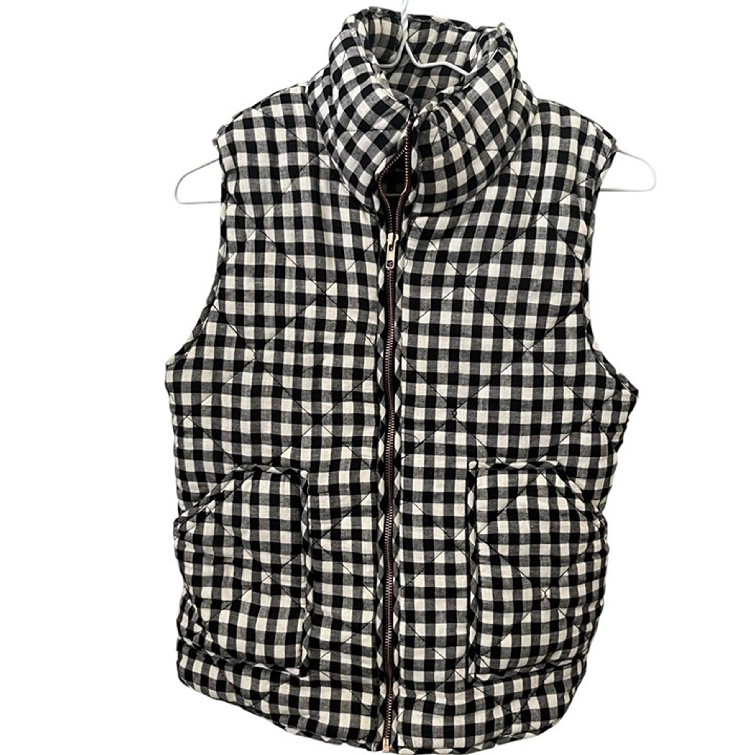 Peach Love California quilted Buffalo plaid vest size small black/white