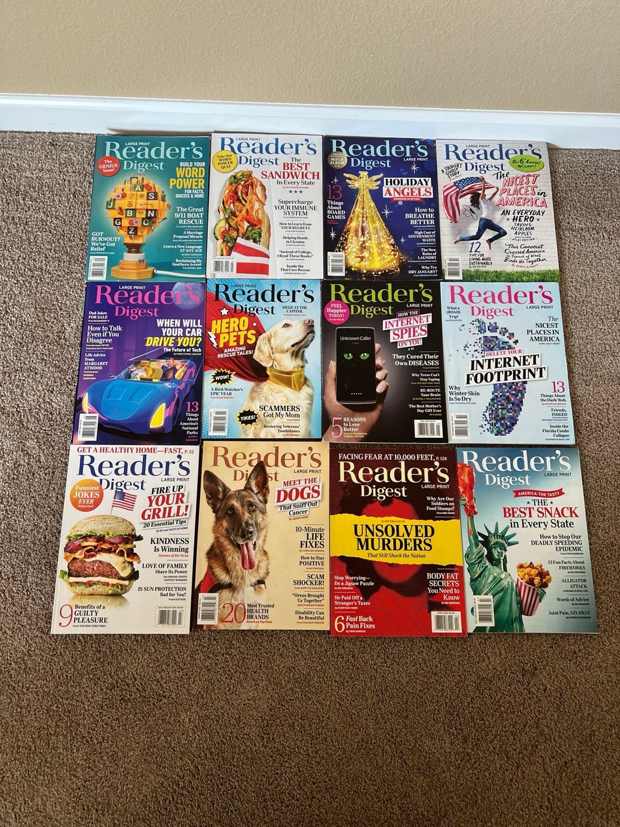 Readers digest, large print 12 issues never read yet