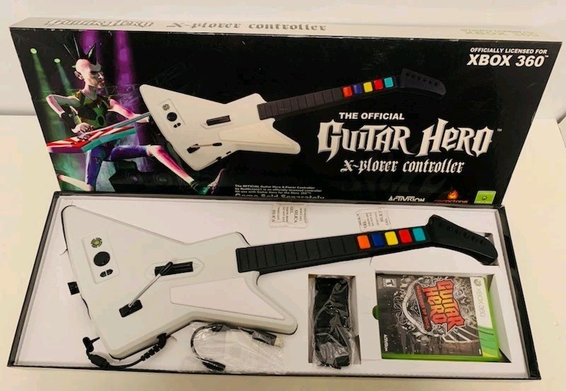 IOB Xbox 360 Guitar Hero X-PLORER USB Wired Guitar *Cable *Strap *GH Game