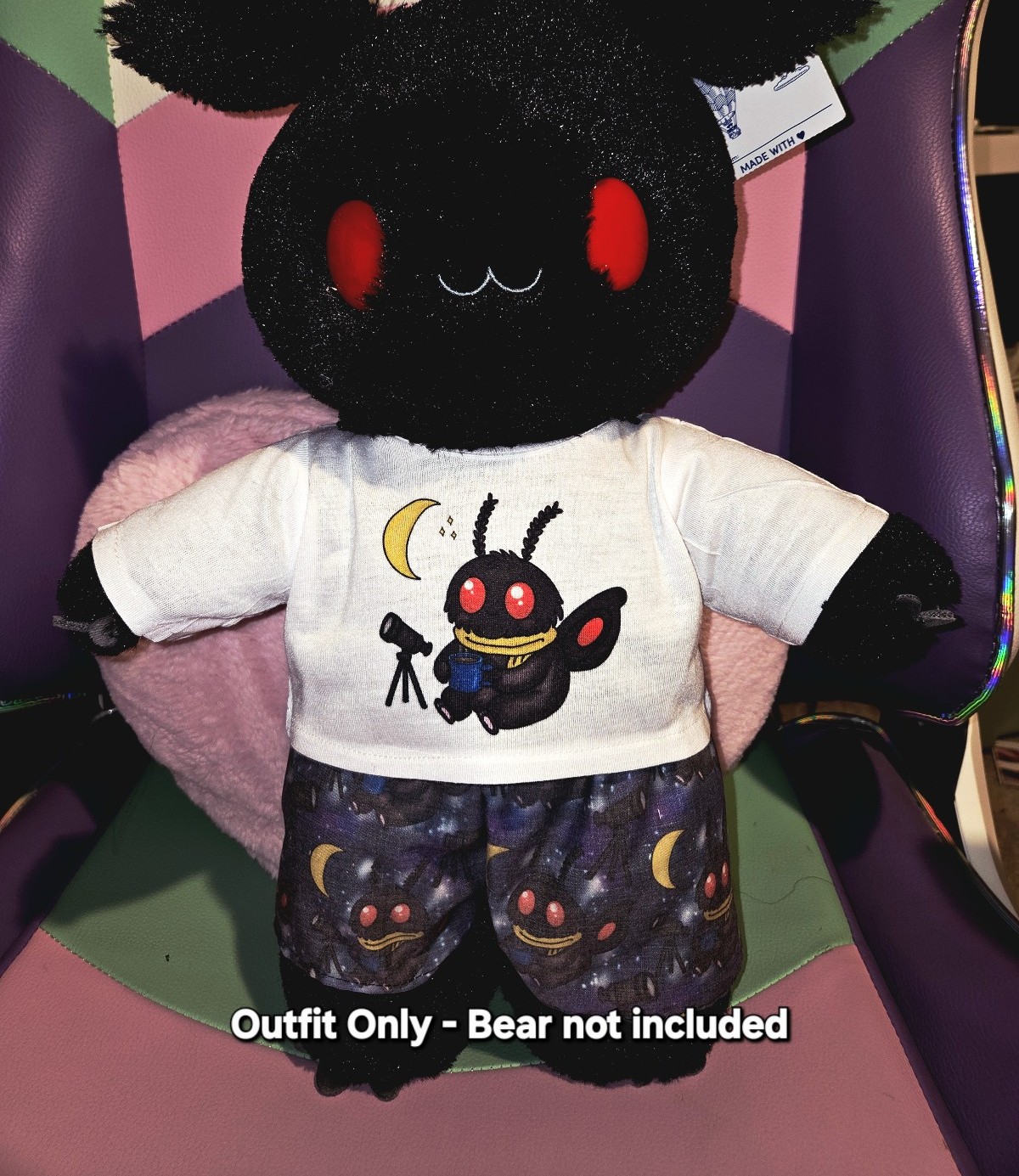 Outfit Only - Mothman Moth PJs Build a Bear Custom Cryptid Emo Goth Space Stars