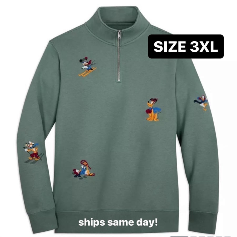SOLD OUT! BNWT Mickey Mouse and Friends Homestead 1/4 Zip Pullover Size 3XL
