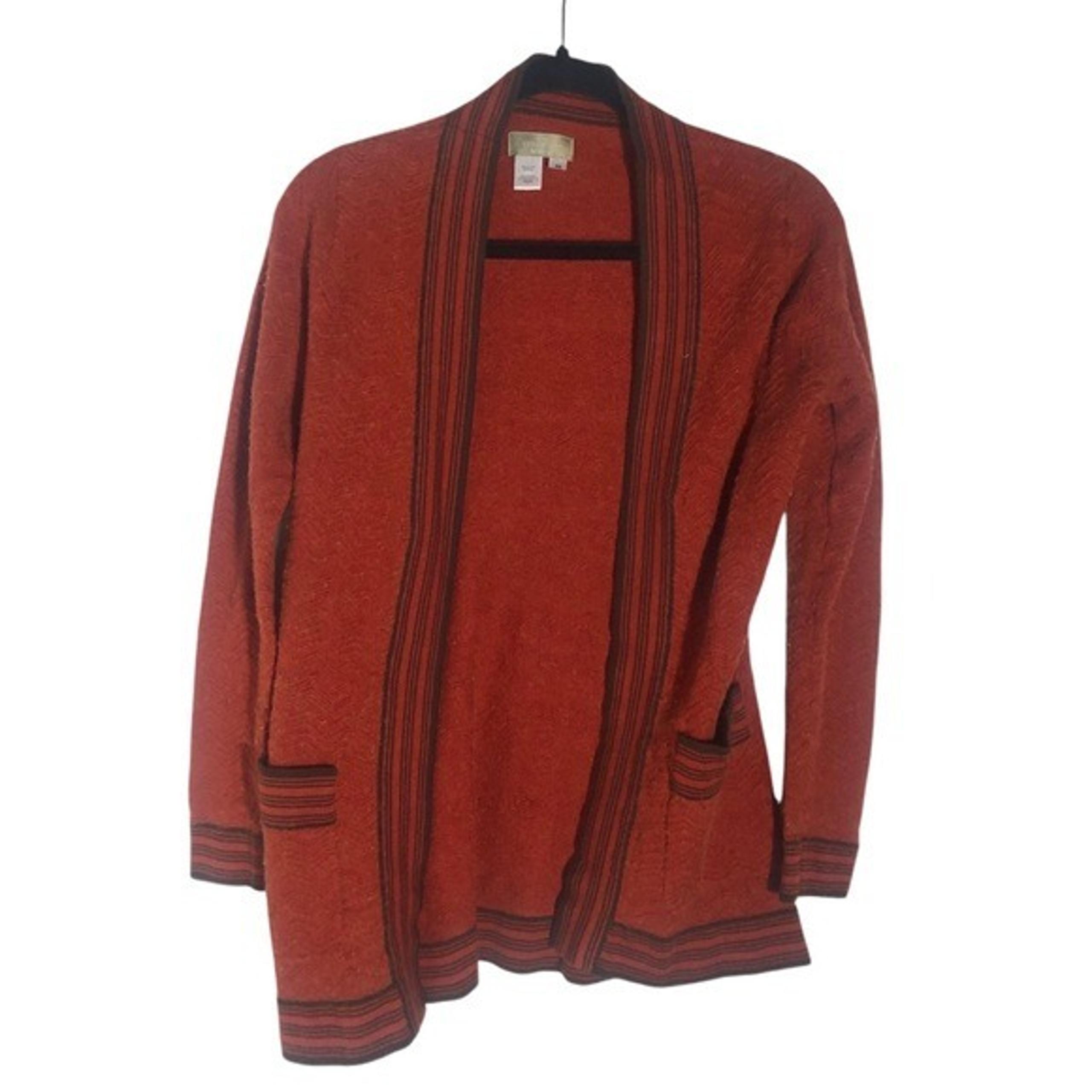 The Territory Ahead open front orange/blue cardigan sweater. Sz XS