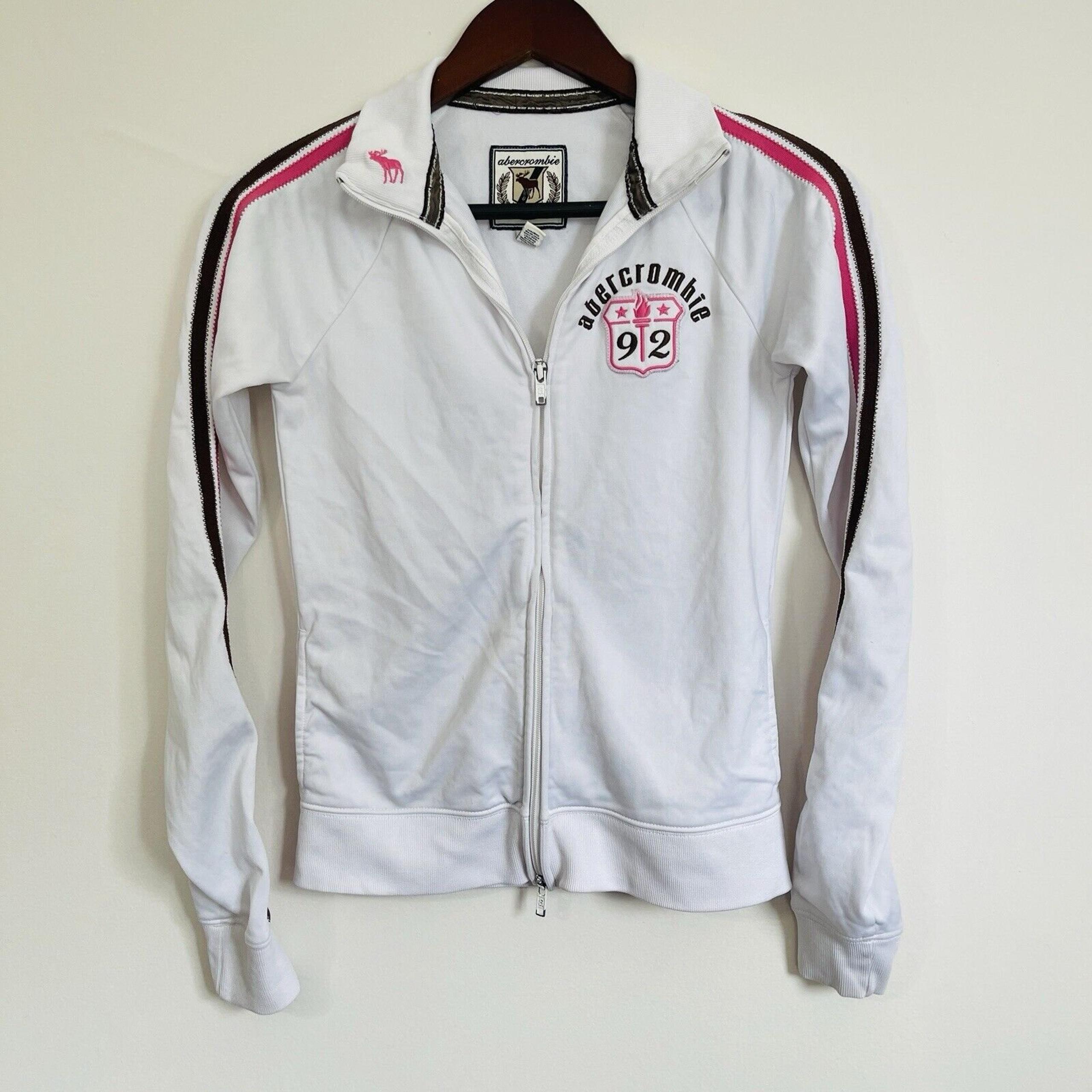 Rare Abercrombie & Fitch Vintage Y2K Full Zip White & Pink Full Zip Jacket