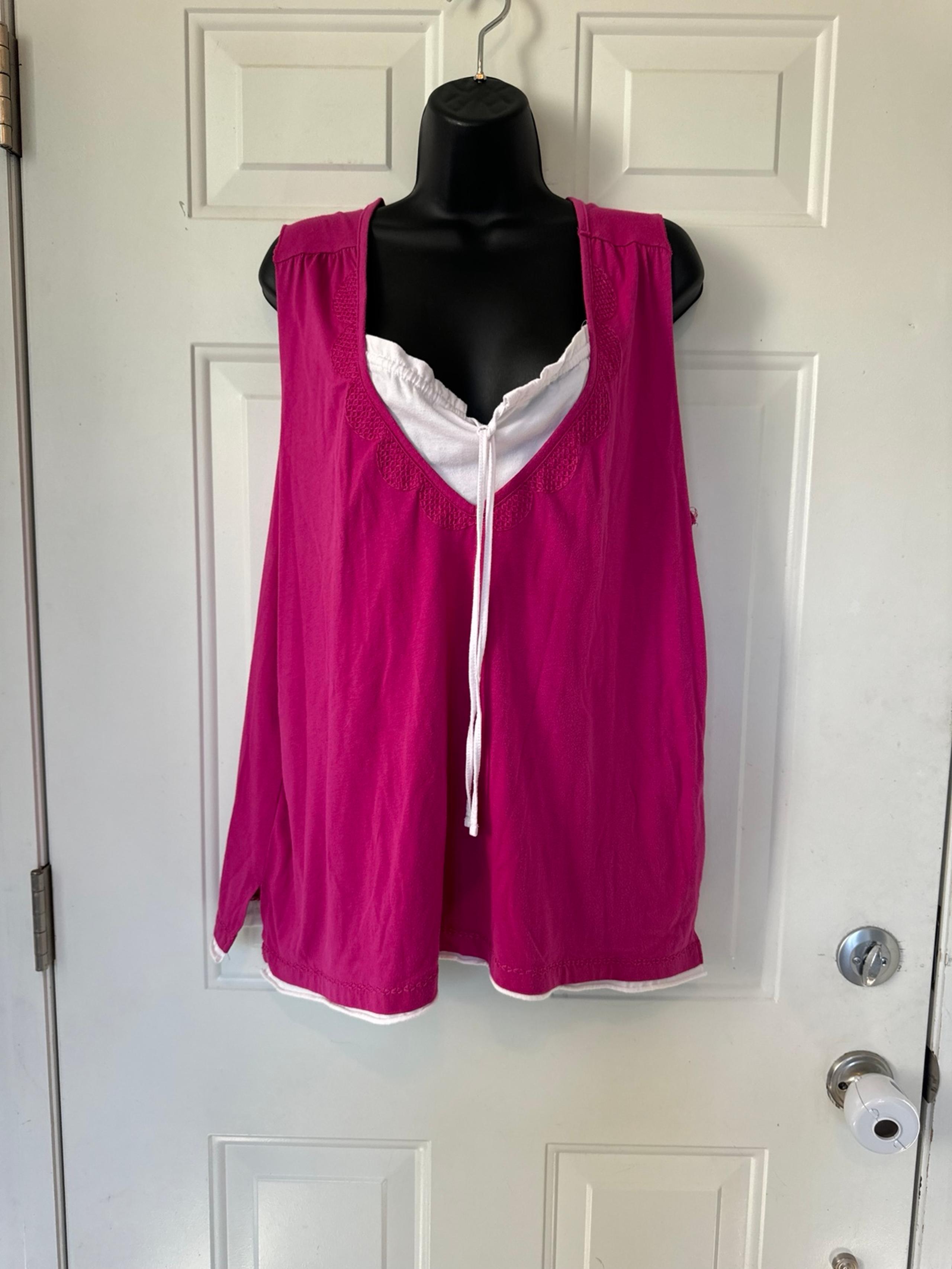 Basic Editions 1X Dark Pink with white underlay Sleeveless Top