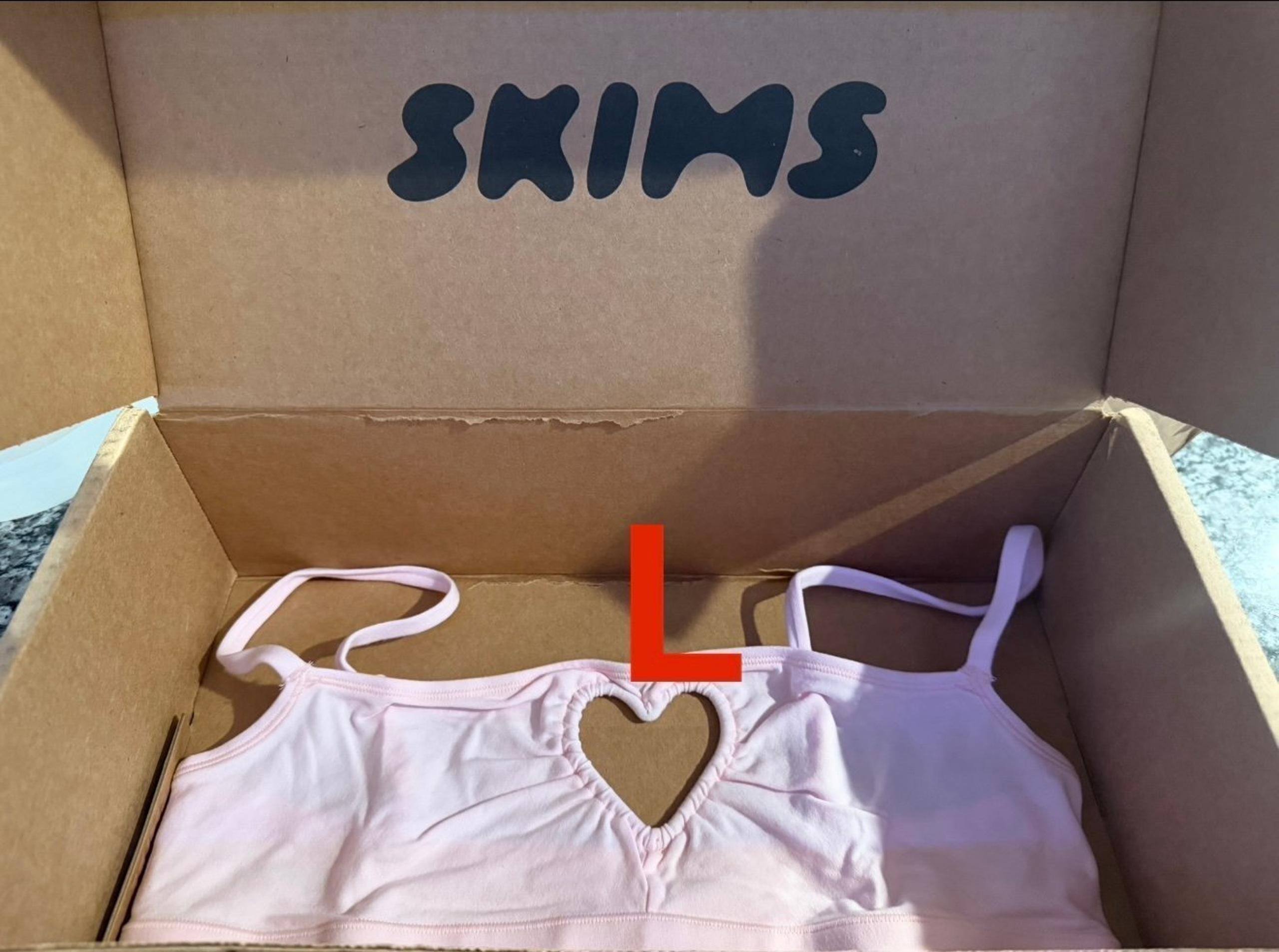 Skims Valentines Cotton Jersey Heart Scoop Bralette Cherry Blossom Large