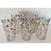 MCM Gold and White Floating Leaf Pattern Glassware Collection (6)
