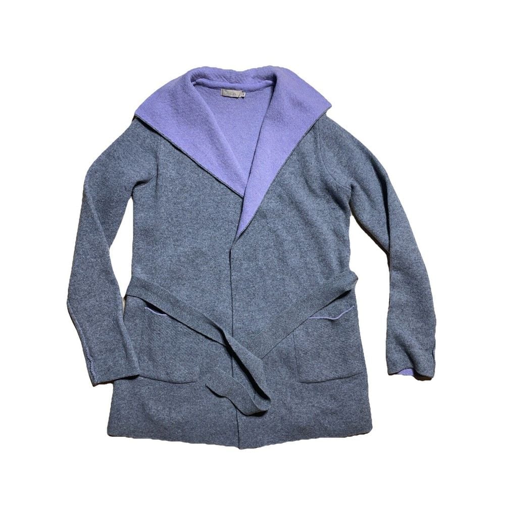 A. Ida for Anthropologie Italian Wool Blend Gray Lavender Cardigan Sweater S