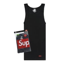 Supreme Hanes authentic black tank top or undershirts. 3 pr. pkg. NEW proof of p