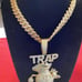 Men 5A CZ Diamond Iced Out Famous Trap Money Bag Big Pendant+Cubian Chain 20Inch