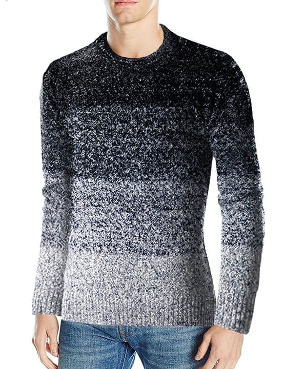 Mens CALI HOLI Cable Knit Crew Neck Pullover Contrast Sweater (US X-Large)